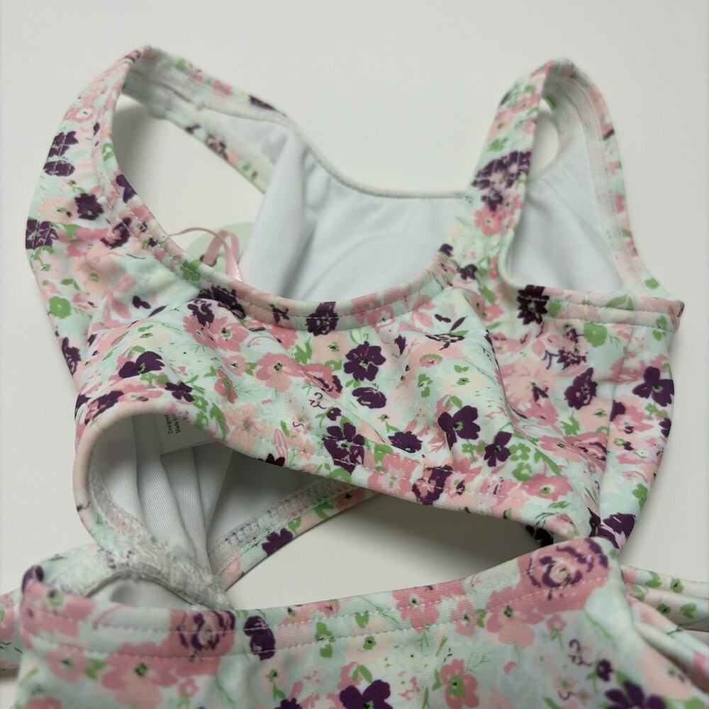 Sweet Honey Girls One Piece Swimsuit Floral Pink PurpleRuffles Bathing Suit 6M - Picture 8 of 8